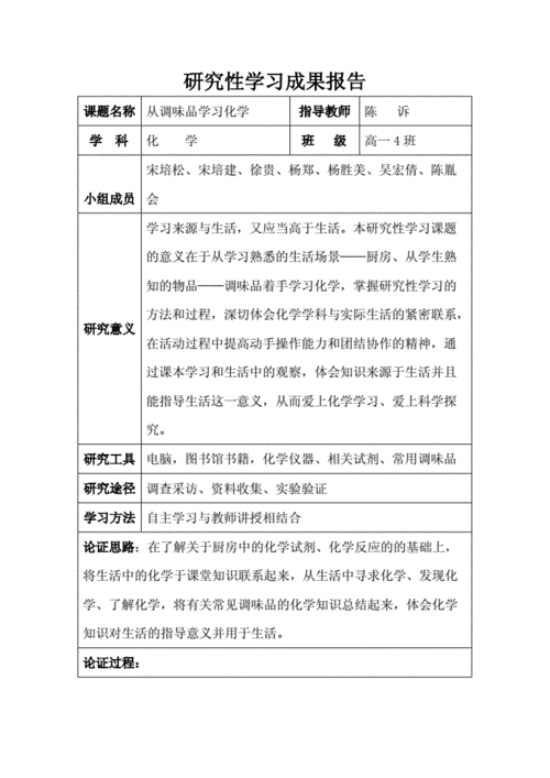 2024研究性学习报告