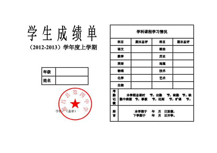 5年级成绩单家长评语